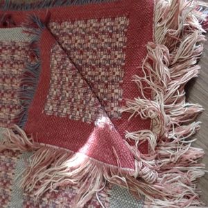 Blanket 50" x 60" plus fringe. Clean, reversible.